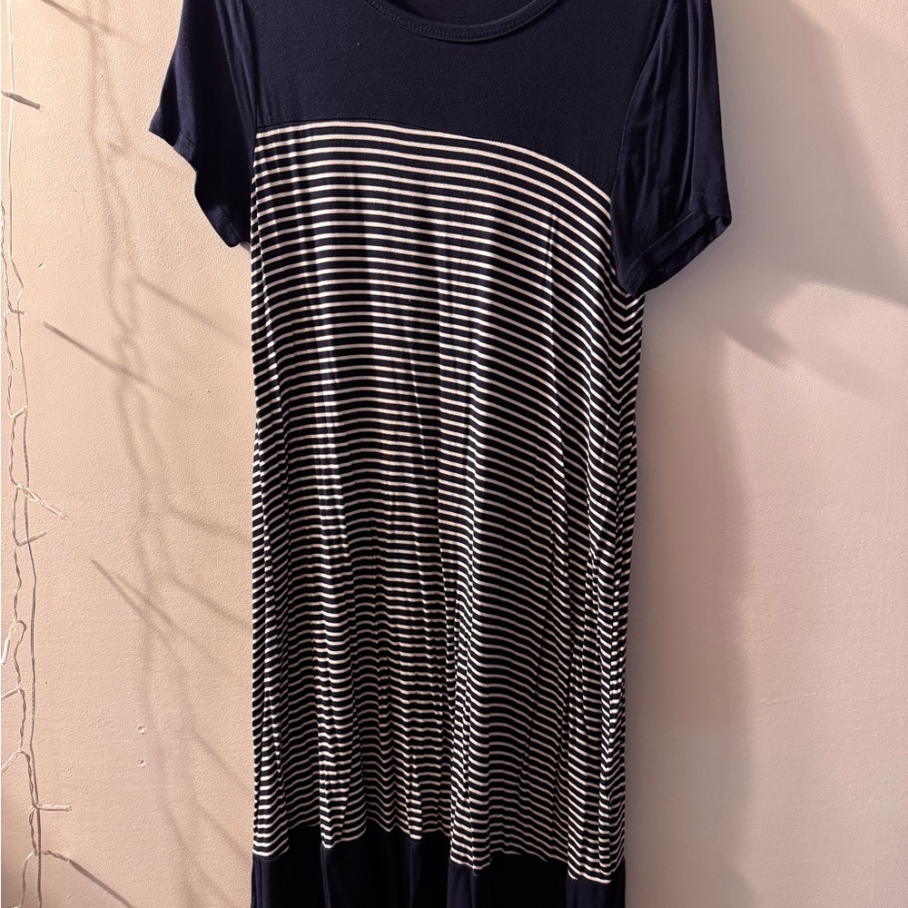 Navy and White Striped Dress